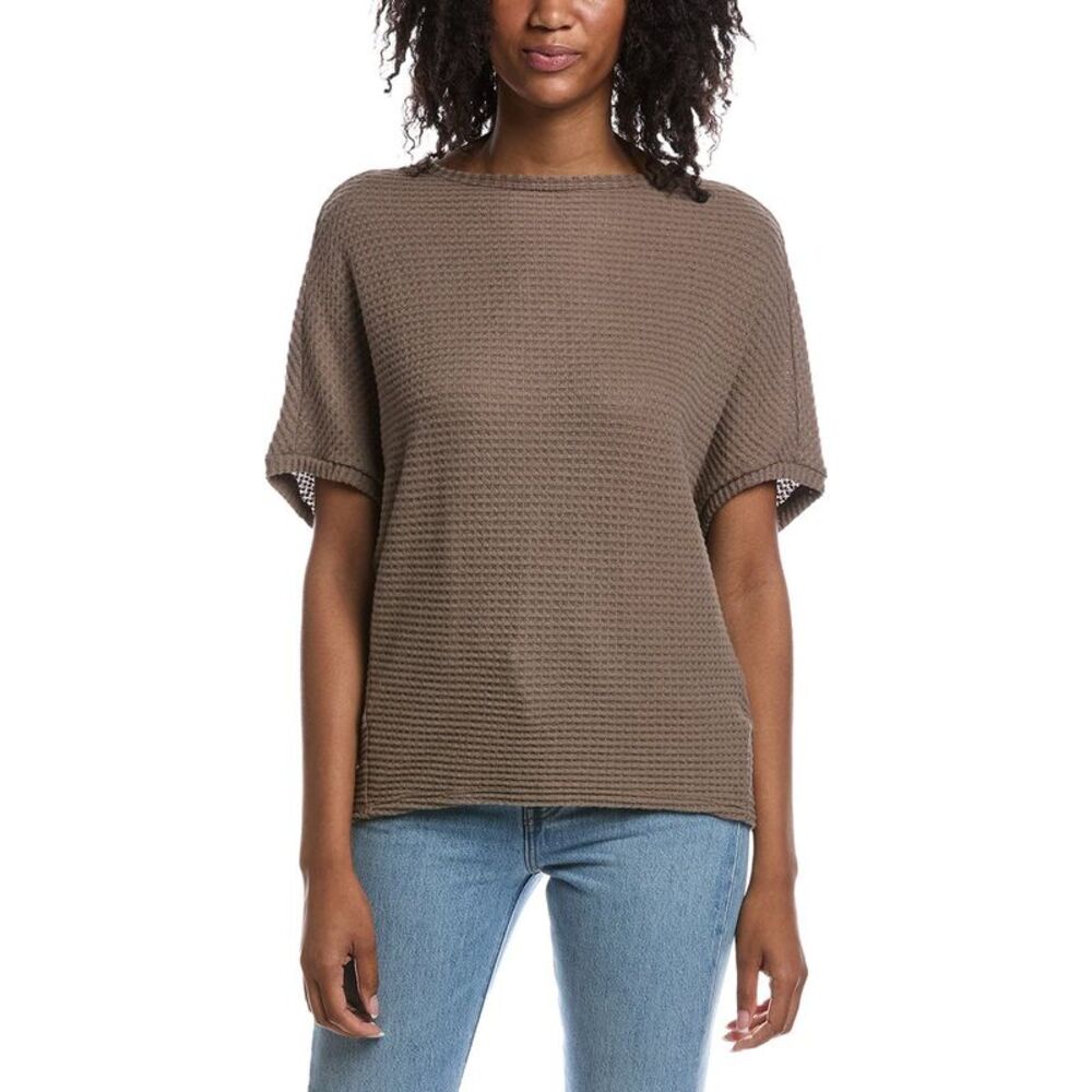 Michael Stars Womens  Verna Waffle Knit Top, White